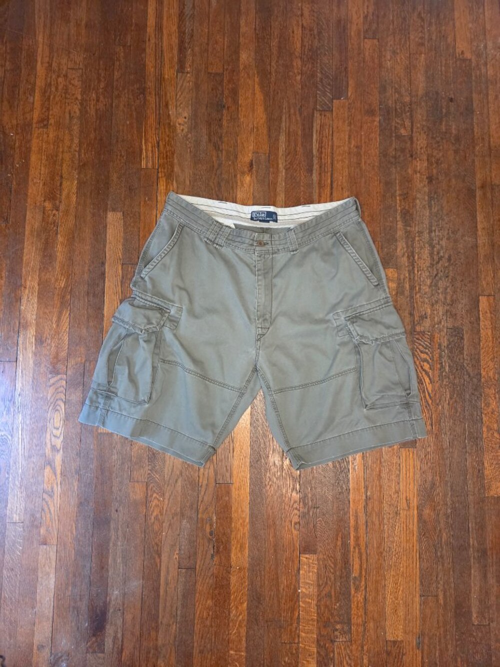 Vintage 1990’s Polo Ralph Lauren Green Distressed Baggy Cargo Shorts